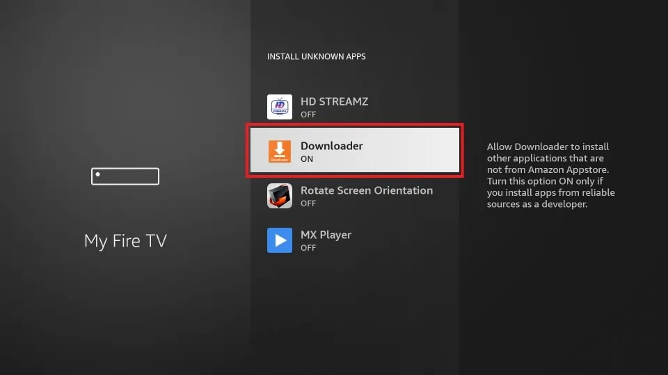 Allow installing unknown apps with Downloader