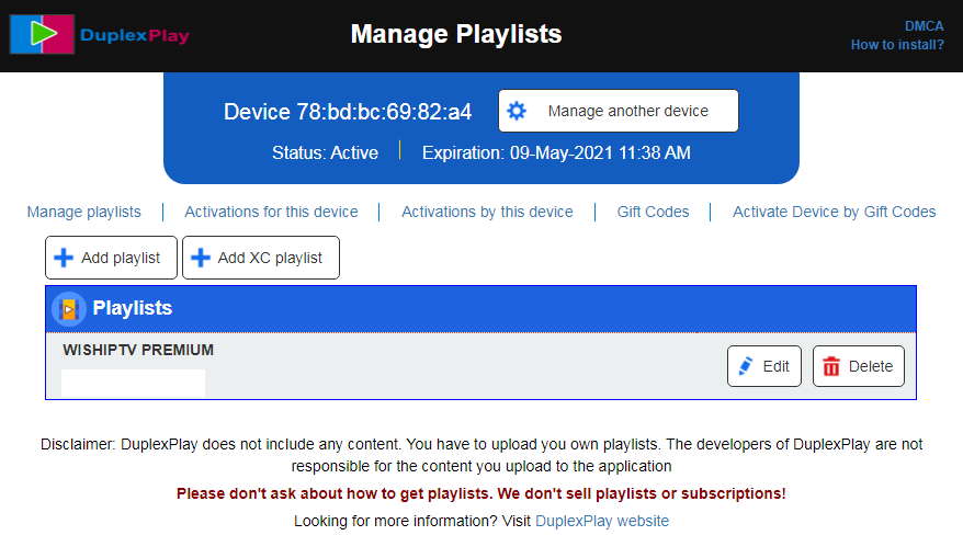 DuplexPlay web dashboard